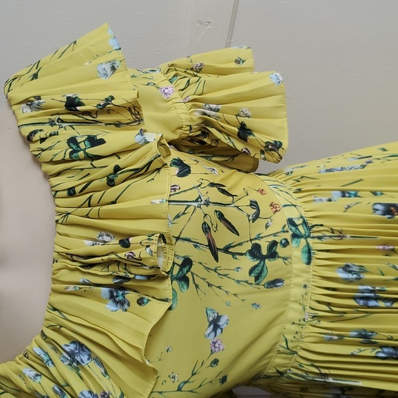 o.p.t Floral Vimmy Tiered Pleated Maxi Dress Yellow Size L - Picture 5 of 12